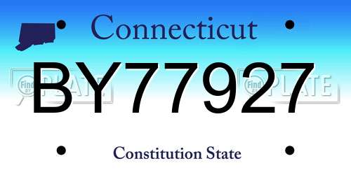 BY77927 Connecticut License Plate