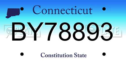BY78893 Connecticut License Plate