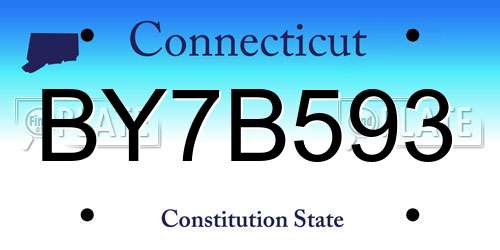 BY7B593 Connecticut License Plate