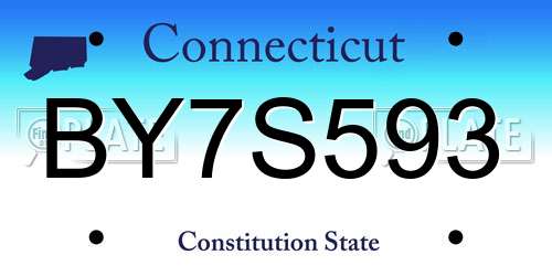BY7S593 Connecticut License Plate