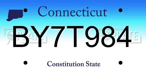 BY7T984 Connecticut License Plate