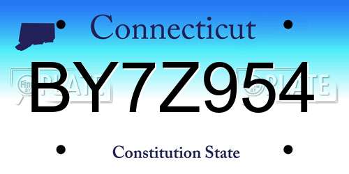 BY7Z954 Connecticut License Plate