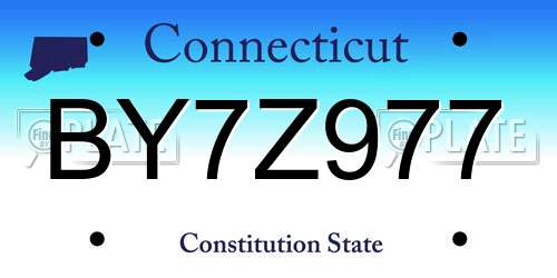 BY7Z977 Connecticut License Plate