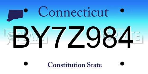 BY7Z984 Connecticut License Plate