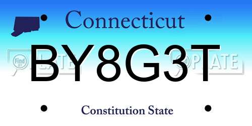 BY8G3T Connecticut License Plate