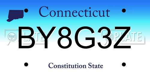 BY8G3Z Connecticut License Plate