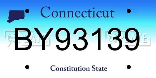 BY93139 Connecticut License Plate