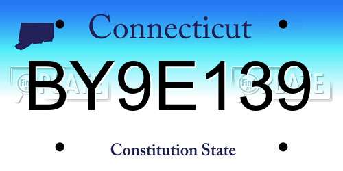 BY9E139 Connecticut License Plate