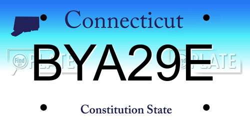 BYA29E Connecticut License Plate