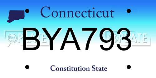 BYA793 Connecticut License Plate