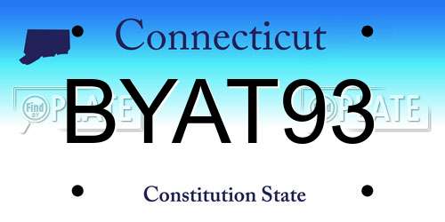 BYAT93 Connecticut License Plate