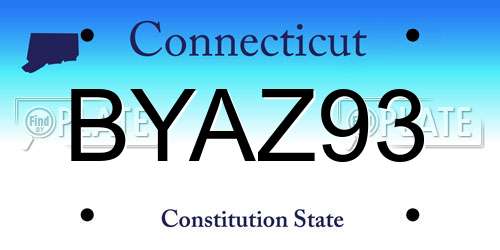 BYAZ93 Connecticut License Plate
