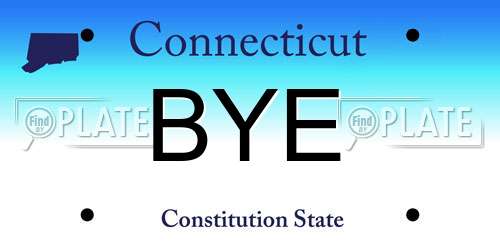 BYE Connecticut License Plate