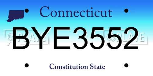 BYE3552 Connecticut License Plate