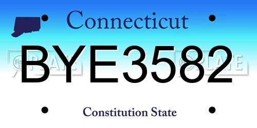 BYE3582 Connecticut License Plate