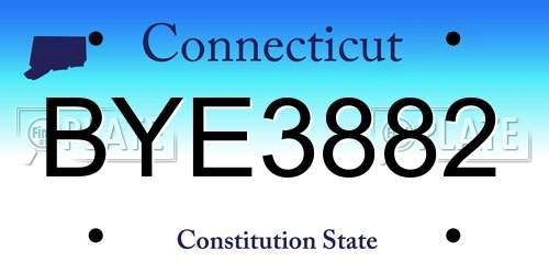BYE3882 Connecticut License Plate