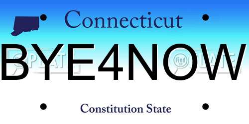 BYE4NOW Connecticut License Plate
