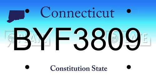 BYF3809 Connecticut License Plate