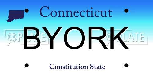 BYORK Connecticut License Plate