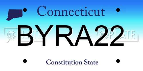 BYRA22 Connecticut License Plate