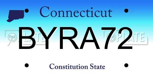 BYRA72 Connecticut License Plate