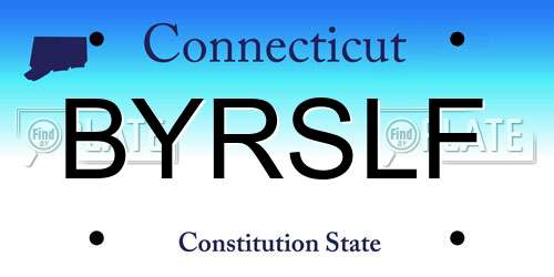 BYRSLF Connecticut License Plate