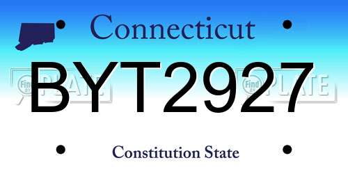 BYT2927 Connecticut License Plate