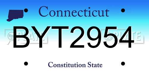 BYT2954 Connecticut License Plate