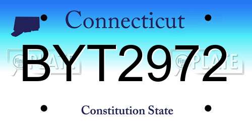 BYT2972 Connecticut License Plate