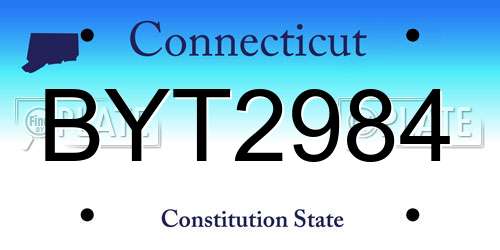 BYT2984 Connecticut License Plate