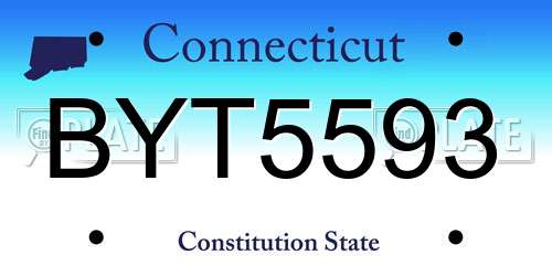 BYT5593 Connecticut License Plate
