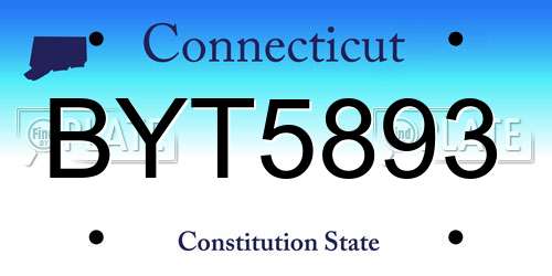 BYT5893 Connecticut License Plate