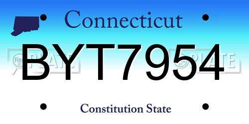 BYT7954 Connecticut License Plate