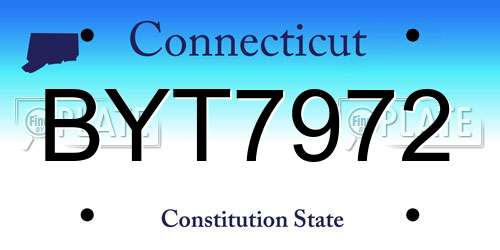 BYT7972 Connecticut License Plate