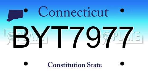 BYT7977 Connecticut License Plate