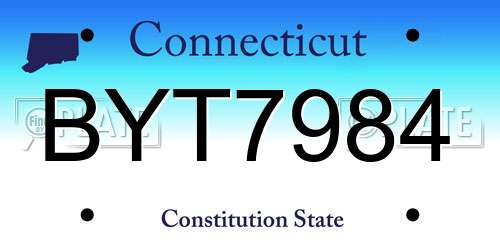 BYT7984 Connecticut License Plate