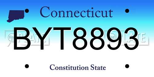 BYT8893 Connecticut License Plate