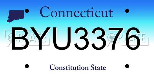 BYU3376 Connecticut License Plate