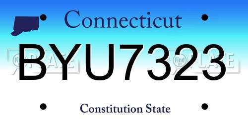 BYU7323 Connecticut License Plate