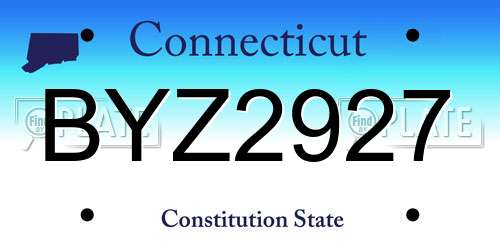 BYZ2927 Connecticut License Plate