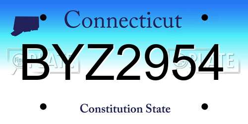 BYZ2954 Connecticut License Plate