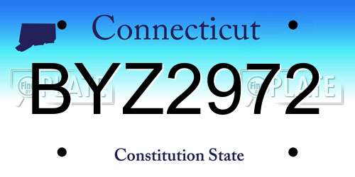 BYZ2972 Connecticut License Plate