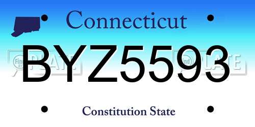 BYZ5593 Connecticut License Plate