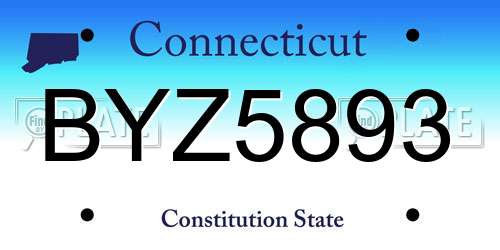 BYZ5893 Connecticut License Plate