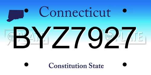 BYZ7927 Connecticut License Plate