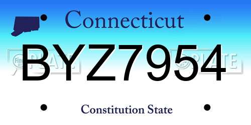 BYZ7954 Connecticut License Plate
