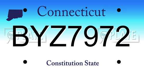 BYZ7972 Connecticut License Plate