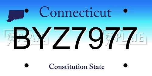 BYZ7977 Connecticut License Plate