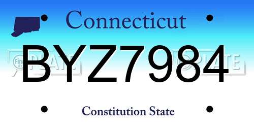 BYZ7984 Connecticut License Plate