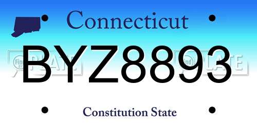 BYZ8893 Connecticut License Plate